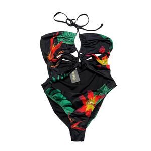 Frederick's of Hollywood Cabarita One-Piece Swimsuit Paradise Print Size 2X/3X